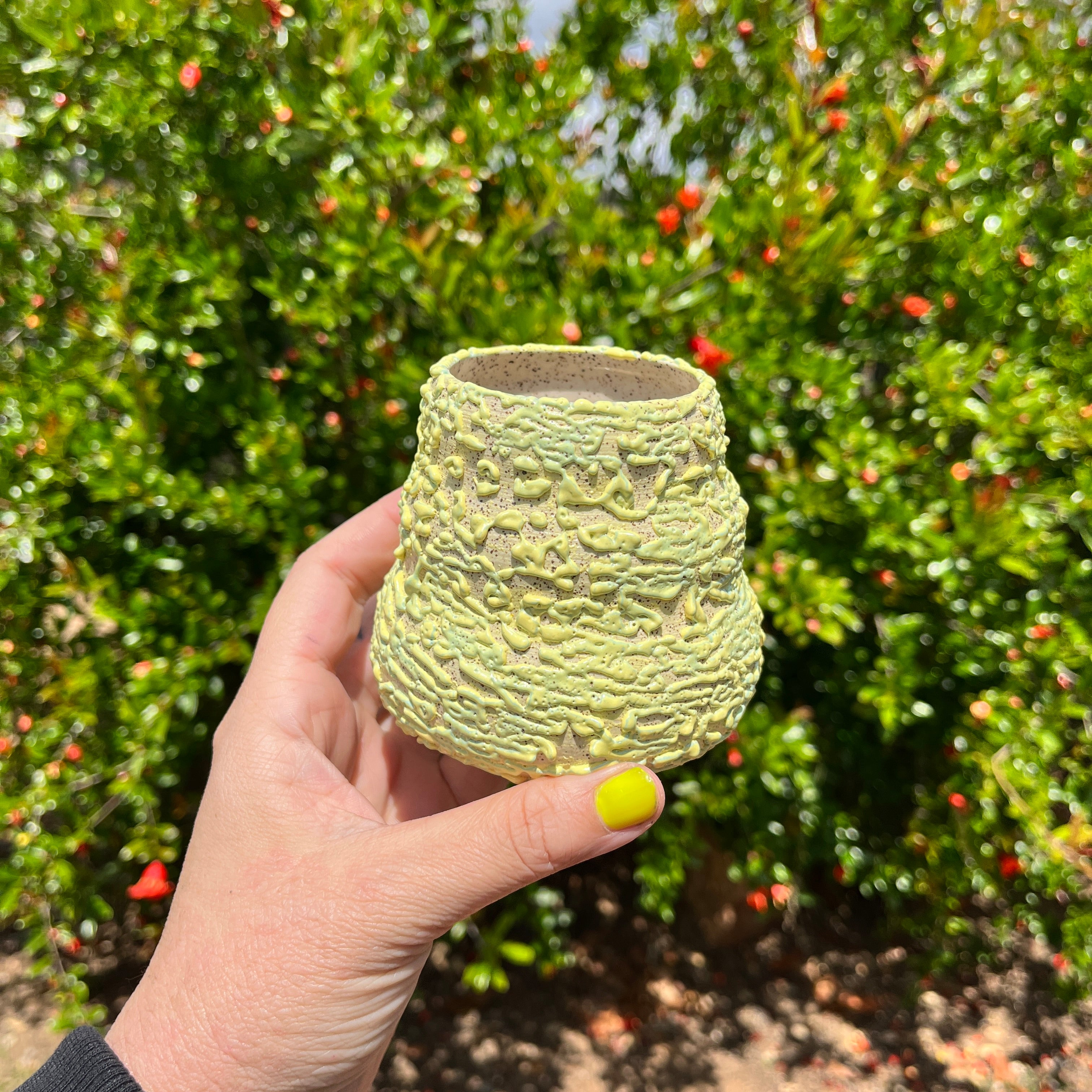 Yellow & Green Gloop Bud Vase