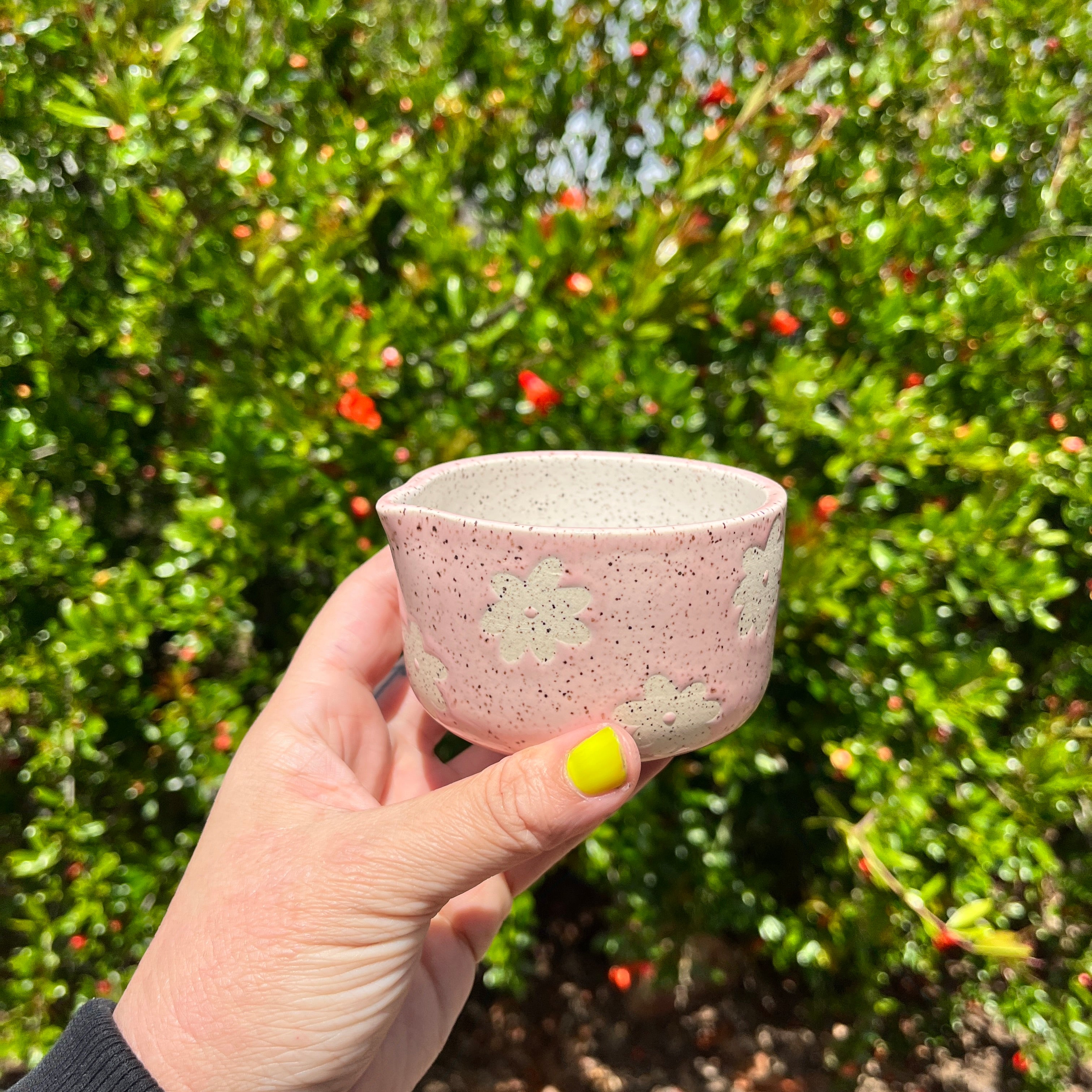 Baby Pink Flower Matcha Bowl