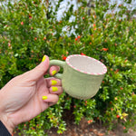 Load image into Gallery viewer, Sage Green/Pink Rim Espresso Mug
