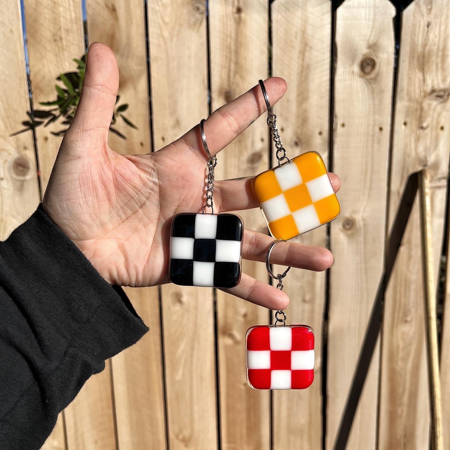 Yellow & White Keychain