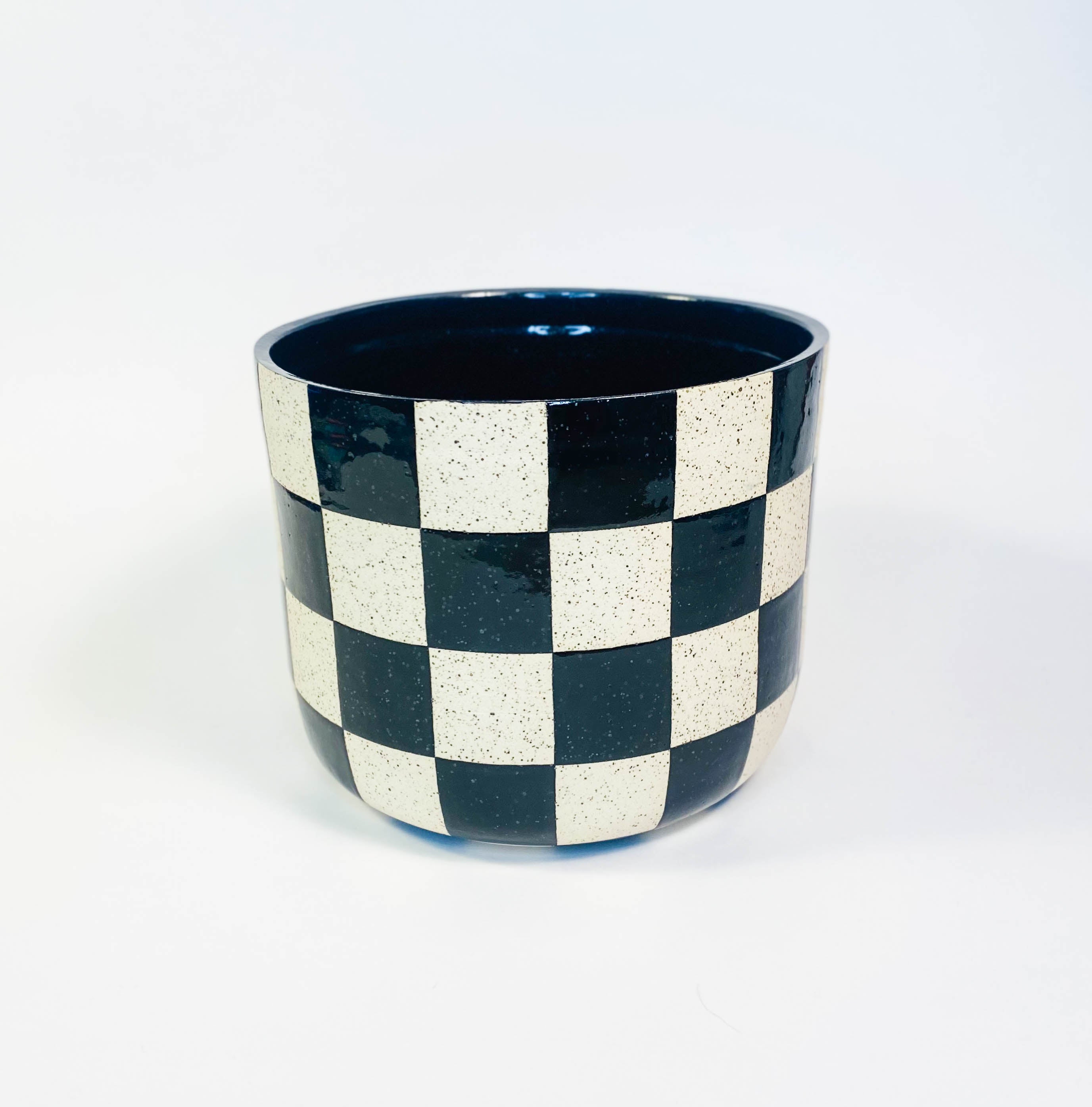 Black and White Checkered Planter