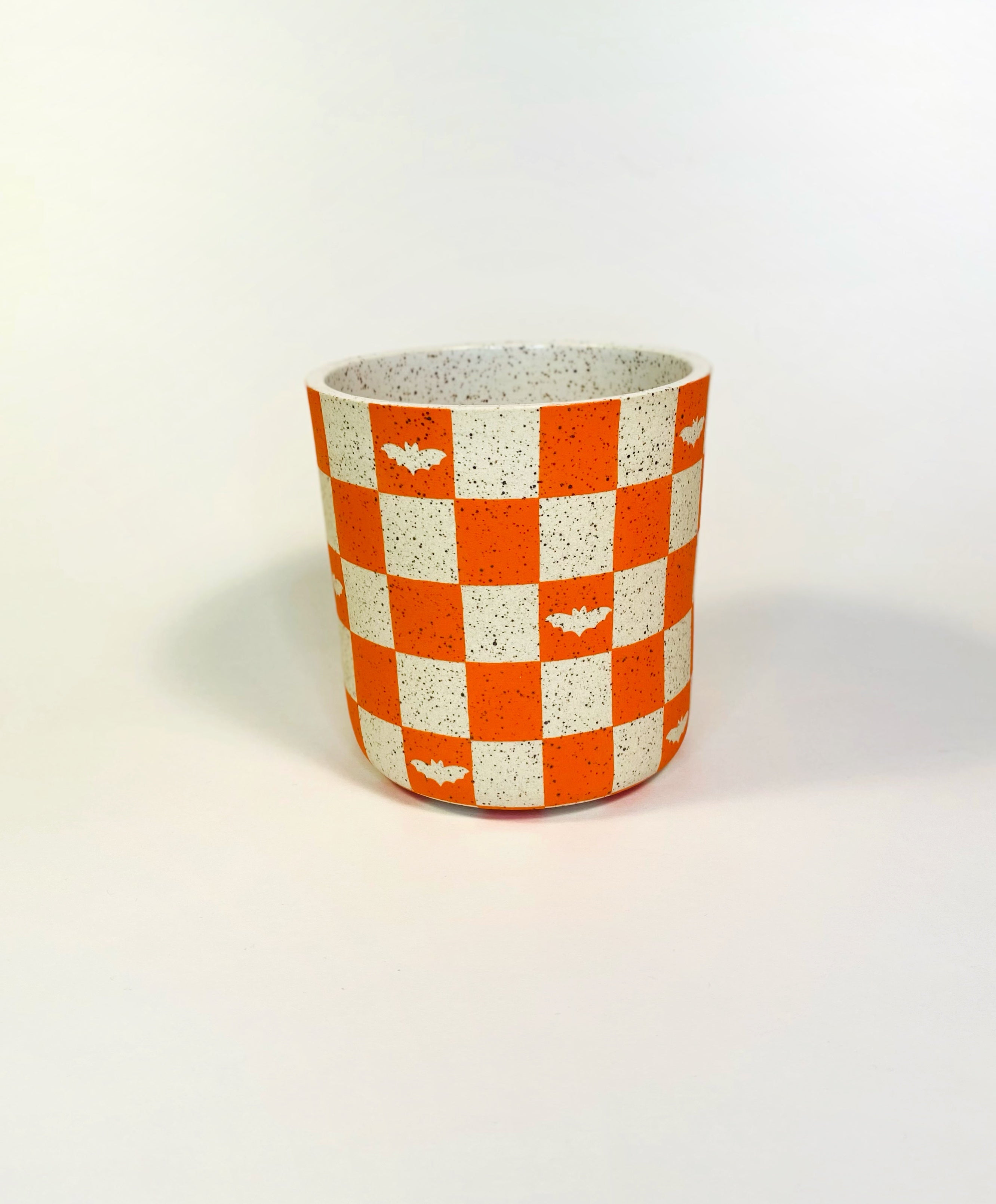 Orange Bat Checkered Mug