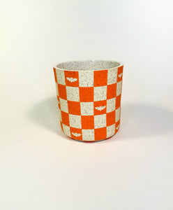 Orange Bat Checkered Mug